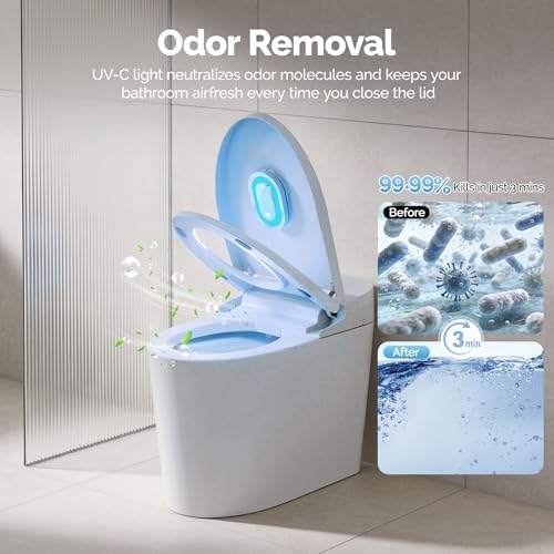 Smart Toilet UV-C Sanitizing &Odor-Control System - Automatic Toilet Cleaner Chemical-Free Deodorizer with Safety Sensor & Long-Life Rechargeable Battery