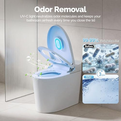Smart Toilet UV-C Sanitizing &Odor-Control System - Automatic Toilet Cleaner Chemical-Free Deodorizer with Safety Sensor & Long-Life Rechargeable Battery