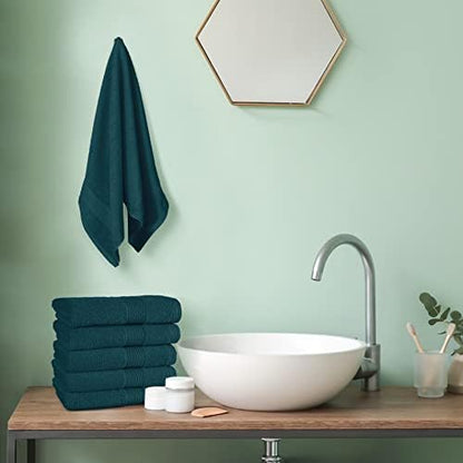 Belizzi Home Ultra Soft 6-Piece Hand Towel Set 16x28-100% Ringspun Cotton - Durable & Highly Absorbent Hand Towels - Ideal for use in Bathroom, Kitchen, Gym, Spa & General Cleaning - Teal