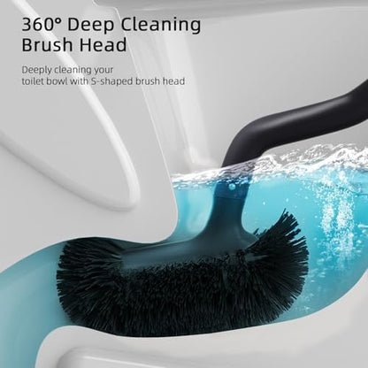 HAMITOR Toilet Bowl Brush Holder Set: Bathroom Deep Cleaning Scrubber