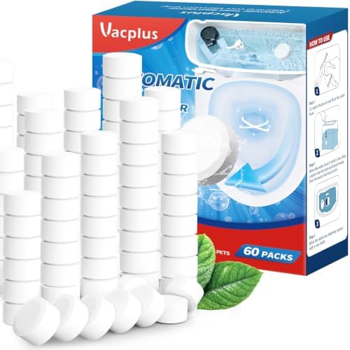 Vacplus Toilet Bowl Cleaner Tablets, 60 Pack, Auto Bleach, Long-Lasting