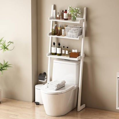 3-Tier Bathroom Over Toilet Storage for Small Space (White)