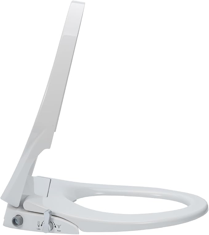 Non-Electric Bidet Toilet Seat, Elongated Fit with Quiet-Close Lid, Dual Nozzles for Rear & Feminine Wash, Easy DIY Installation