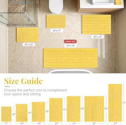 Bcoimo Bath Rug Mat,Yellow Chenille High Absorbent Bathroom Shower Tub Mats