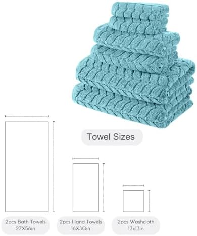 BAGNO MILANO Turkish Cotton Bath Towels, Hand Towels - Soft Plush Jacquard Collection Luxury Towels Set (Aqua Green, Towel Set of 6)