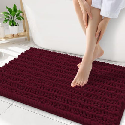 Smiry Bathroom Rugs 34X21, Extra Soft Rubber Backing Chenille Bath Mats