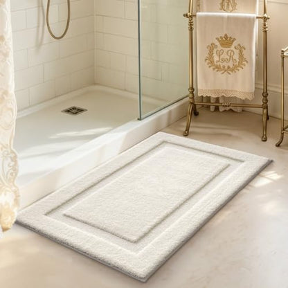 LUMI Soft Bathroom Rugs Absorbent, Non Slip Bath Mat 24x36, Ivory White