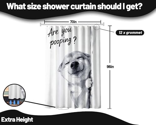 Extra Tall Shower Curtain XL Funny Dog Crazy, 70 x 96 Inchs
