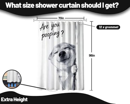 Extra Tall Shower Curtain XL Funny Dog Crazy, 70 x 96 Inchs