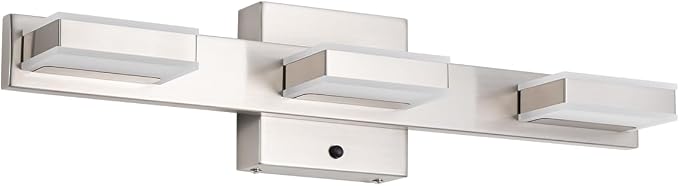 mirrea 20" 3 Light 3CCT LED Brushed Nickel Bathroom Vanity Light Fixture | Over Mirror,3000K/4000K/5000K ,Dimmable,Light Fixtures for Mirror,Rust-resistant,Moisture-resistant,Acrylic shade