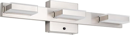 mirrea 20" 3 Light 3CCT LED Brushed Nickel Bathroom Vanity Light Fixture | Over Mirror,3000K/4000K/5000K ,Dimmable,Light Fixtures for Mirror,Rust-resistant,Moisture-resistant,Acrylic shade
