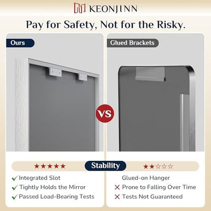 Keonjinn 48x30 Inch Nickel Bathroom Mirror for Over Sink, Rectangular