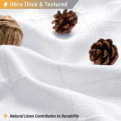 BTTN White Boho Farmhouse Linen Heavy Duty Fabric Shower Curtain Set, 72x72
