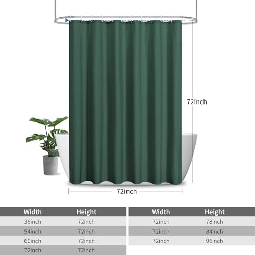 Waterproof Fabric Shower Curtain,No Liner Needed,72x72,EmeraldGreen