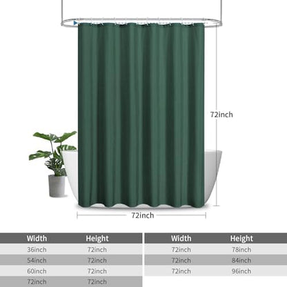Waterproof Fabric Shower Curtain,No Liner Needed,72x72,EmeraldGreen