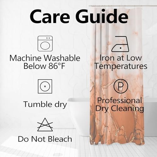 Burnt Orange Marble Waterproof Bathroom Shower Curtain 72x72inches