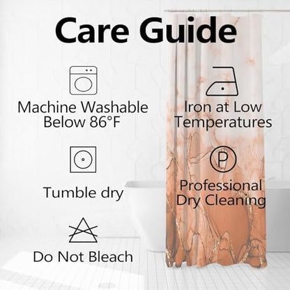 Burnt Orange Marble Waterproof Bathroom Shower Curtain 72x72inches