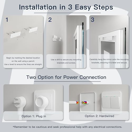 ISKM 60x28 LED Mirror for Bathroom, Front and Back Lit, Anti-Fog, Dimmable