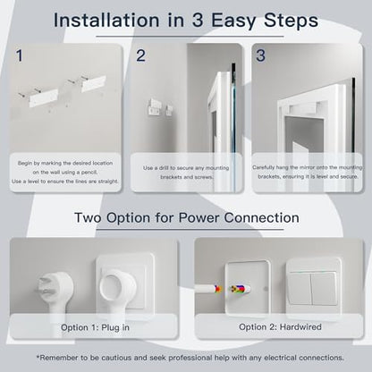 ISKM 60x28 LED Mirror for Bathroom, Front and Back Lit, Anti-Fog, Dimmable