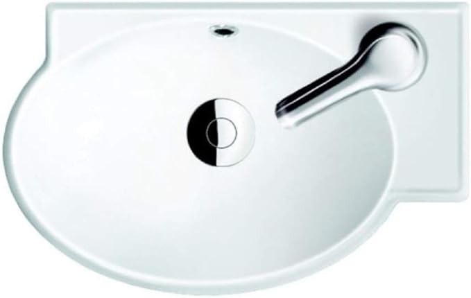 CeraStyle 001300-U-One Hole Mini Curved Corner Ceramic Wall Mounted/Vessel Sink, White