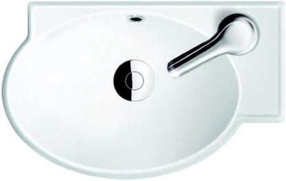 CeraStyle 001300-U-One Hole Mini Curved Corner Ceramic Wall Mounted/Vessel Sink, White