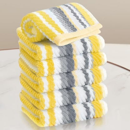 VOOVA & MOVAS Yellow Gray Washcloths 6 Pack, 100% Cotton, 13x13 in