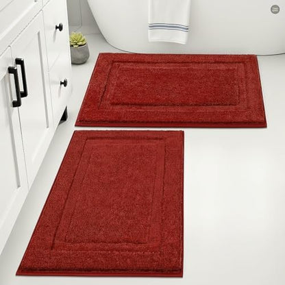 SHACOS Soft Microfiber Red Bathroom Rugs Sets 2 Pieces 32x20 inch