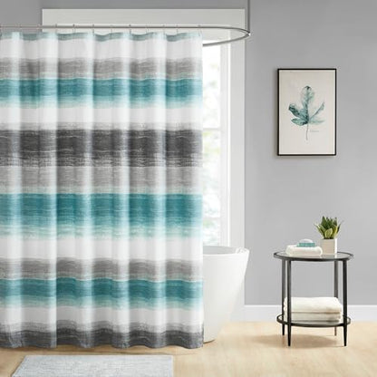 Madison Park Saben Shower Curtain for Bathroom, 72 x 72, Aqua/Grey