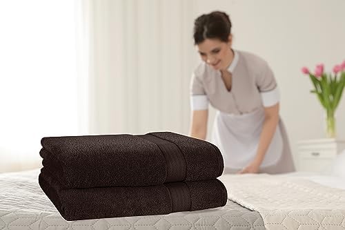 GLAMBURG 700 GSM Premium 2-Pack Oversized Extra Large Bath Sheet Set - 100% Combed Cotton - 2 Bath Sheet 35x70 - Luxury Hotel & Spa Quality - Durable Ultra Soft Highly Absorbent - Chocolate Brown