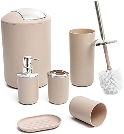 Moss & Stone 6-Piece BeigeBathroom Accessories Set, Soap Dispenser