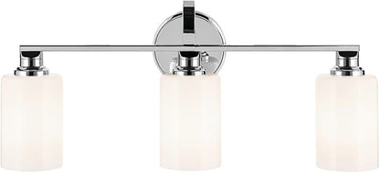 Kichler Gioe 24.25" 3-Light Vanity Light with Opal Glass in Chrome, Damp Rated, for Bathroom, Powder Room, Over a Mirror, (24.25" W x 10.5" H), 55226CH