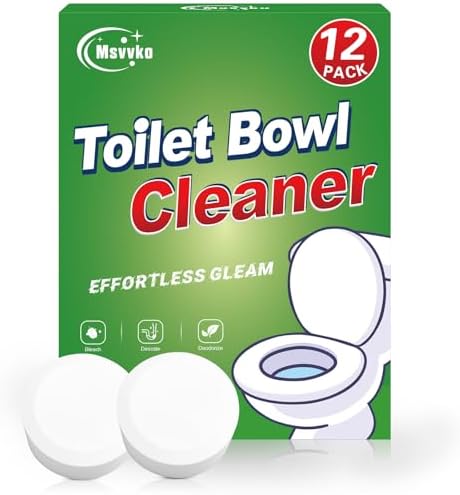 Msvvko Toilet Bowl Cleaner Tablets with Bleach 12 PACK Powerful Formula to Eliminate Limescale & Rust
