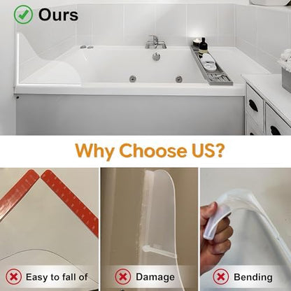 UIOCSSC Shower Splash Guard, 2 Pack Bathtub Shower Water Splash Guards Silicone Bathtub Splash Guard Self-Adhesive Waterproof Shower Guards to Keep Water in Shower