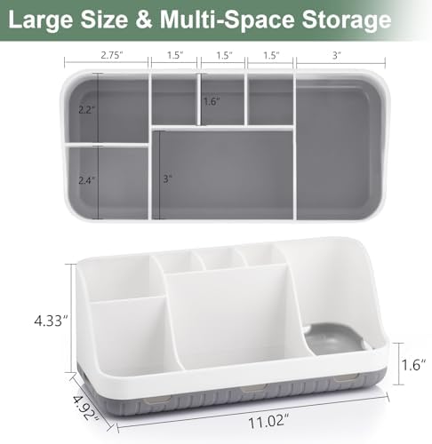 GFWARE Toothbrush Holders for Bathrooms Countertop Organizer - Kids Electric Toothbrush and Toothpaste Holder Detachable 7 Slots Tooth Brush Organization Bathroom Accessories Storage Vanity, White