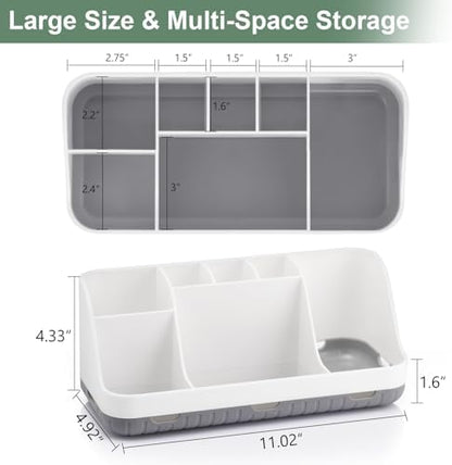 GFWARE Toothbrush Holders for Bathrooms Countertop Organizer - Kids Electric Toothbrush and Toothpaste Holder Detachable 7 Slots Tooth Brush Organization Bathroom Accessories Storage Vanity, White