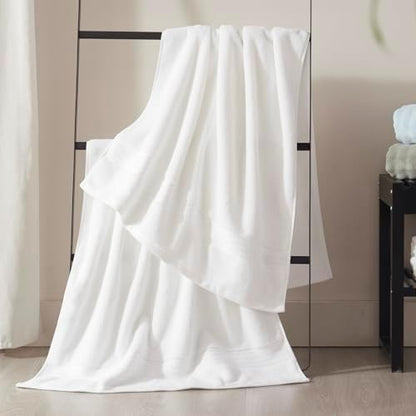 COZYART Luxury Bath Towel Set 3 PCS, White 100% Turkish Cotton 650 GSM