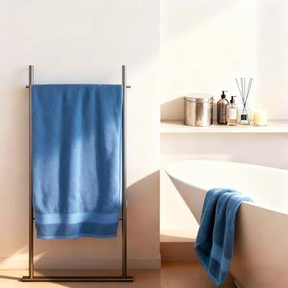 COZYART Denim Blue Bath Towel Set, Turkish Cotton Hotel Large Towel Bulk for Bathroom, Thick Bathroom Sets of 6 with 2 Bath Towels, 2 Hand Towels, 2 Washcloths, 650 GSM