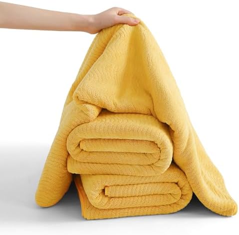 4 Piece Extra Large Bath Towel 35"x70" Oversized Bath Sheet Bath Towel Set for Bathroom Ultra Soft Cozy Highly Absorbent Quick Dry Bathroom Towel for Spa Gym Hotel,Shower Towel for Daily Use,Yellow