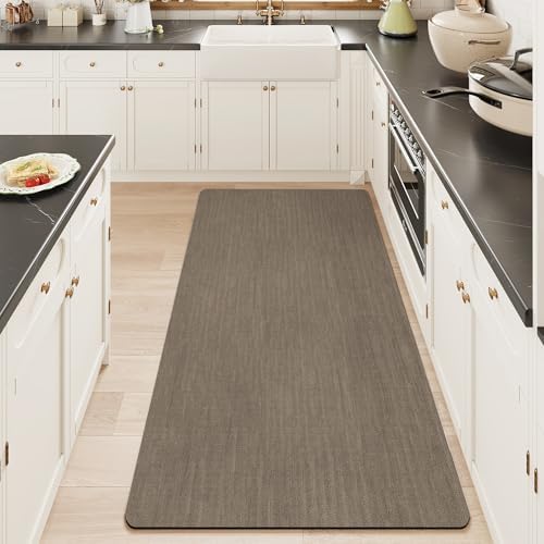 Mecko Bath Mat 24"x48",Ultra Thin Bathroom Rug fit Under Door Brown
