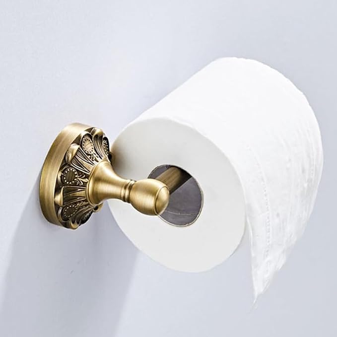 Antique Brass Bathroom Accessories, Solid Copper Towel Ring & Paper Holder, Vintage Wall Mount Hardware with Antique Bronze Finish (Single or Set) (Towel Holder (Single))