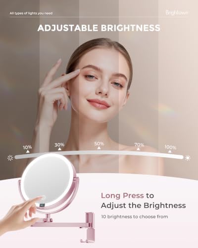8" Wall Mounted lighted Makeup Mirror,Double Sided 1x/10x Magnifying Mirror