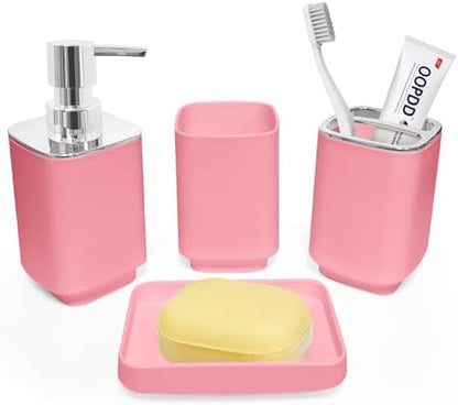 4 Piece Bathroom Accessory Sets, Pink Bathroom Accessories Sets
