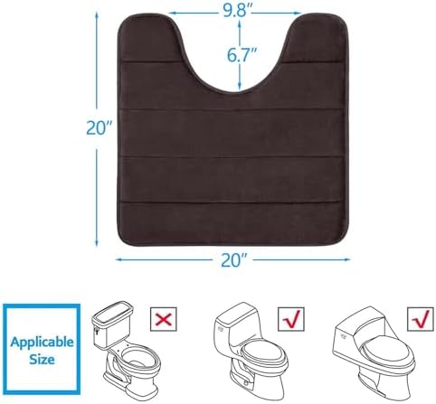 Buganda Memory Foam U-Shaped Toilet Rugs 20 x 20, Absorbent Bathroom mat