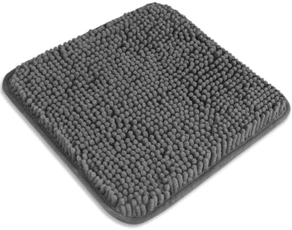 Small Bathroom Rug 12"x12" – Washable and Absorbent Mini Bath Mat, Non Slip, Thick Soft Chenille Bath Rugs for Bathroom, Shower, Locker Rug(Gray)