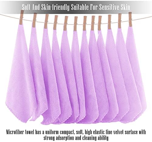 TENSTARS 12 Pack Premium Washcloths Set - Quick Drying- Soft Microfiber Coral Velvet Highly Absorbent Wash Clothes - Multipurpose Use as Bath, Spa, Facial, Fingertip Towel (Purple)
