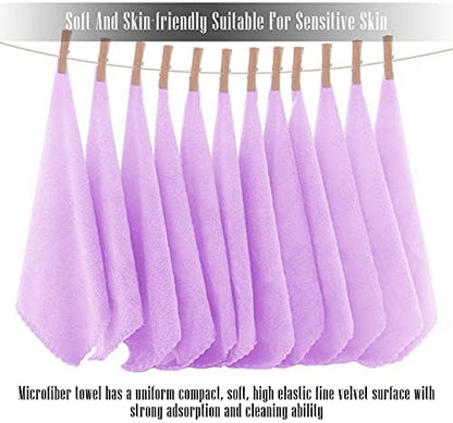TENSTARS 12 Pack Premium Washcloths Set - Quick Drying- Soft Microfiber Coral Velvet Highly Absorbent Wash Clothes - Multipurpose Use as Bath, Spa, Facial, Fingertip Towel (Purple)