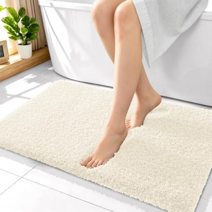 OLANLY Microfiber Bathroom Rugs 36x24, Ultra Soft Absorbent Bath Mat, White