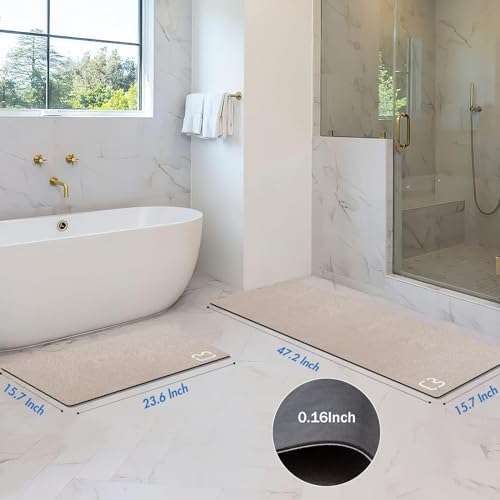 RUERYA Bathroom Rugs and Mats Set 2 Piece Diatomaceous Earth Bath Mat,Taupe