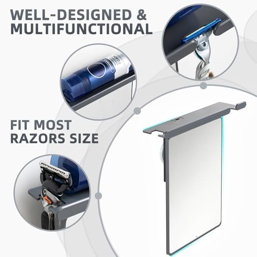 TAILI Shower Mirror Fogless for Shaving,Fogless Mirror for Shower with Tray