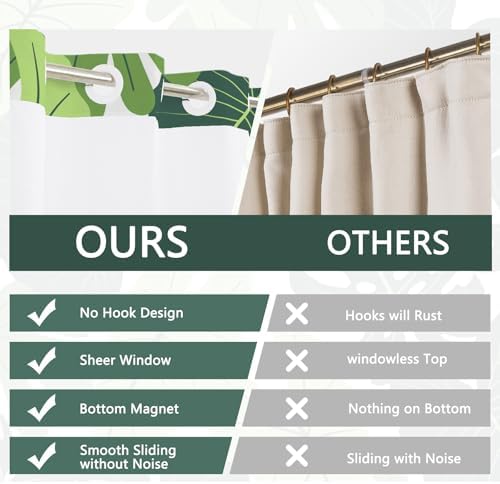 No Hook Shower Curtain and Liner Set 71x74 Inch